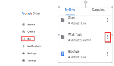 Google Drive Bin opens