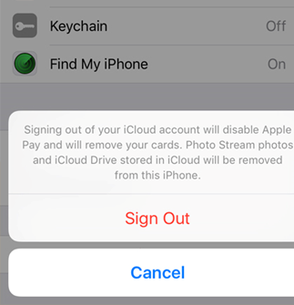 removal of the iCloud account